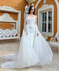 Corset gown with gloves and overskirt - 3