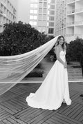 Minimalist satin A-line gown - 5
