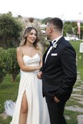Minimalist satin A-line gown - 6