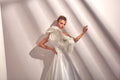 One-shoulder feathered satin A-line gown - 5
