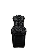 Black leather floral midi dress - 2