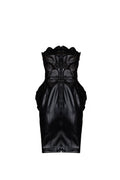 Black leather floral midi dress - 1