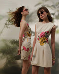 Ivory floral embroidered A-line mini - 2