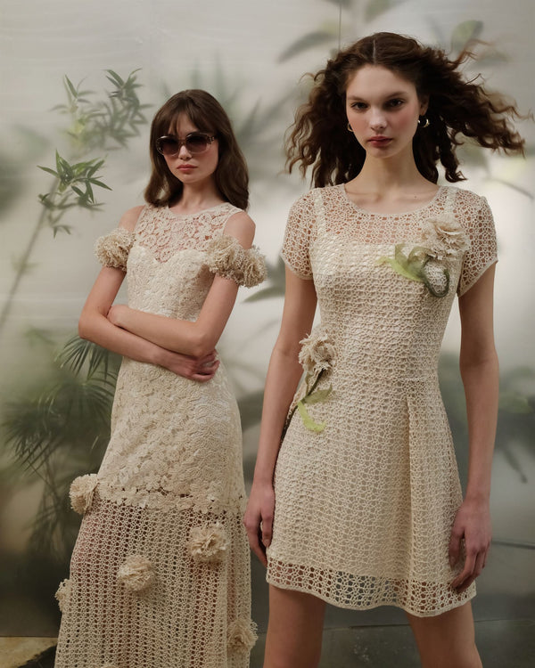 Ivory floral lace maxi dress