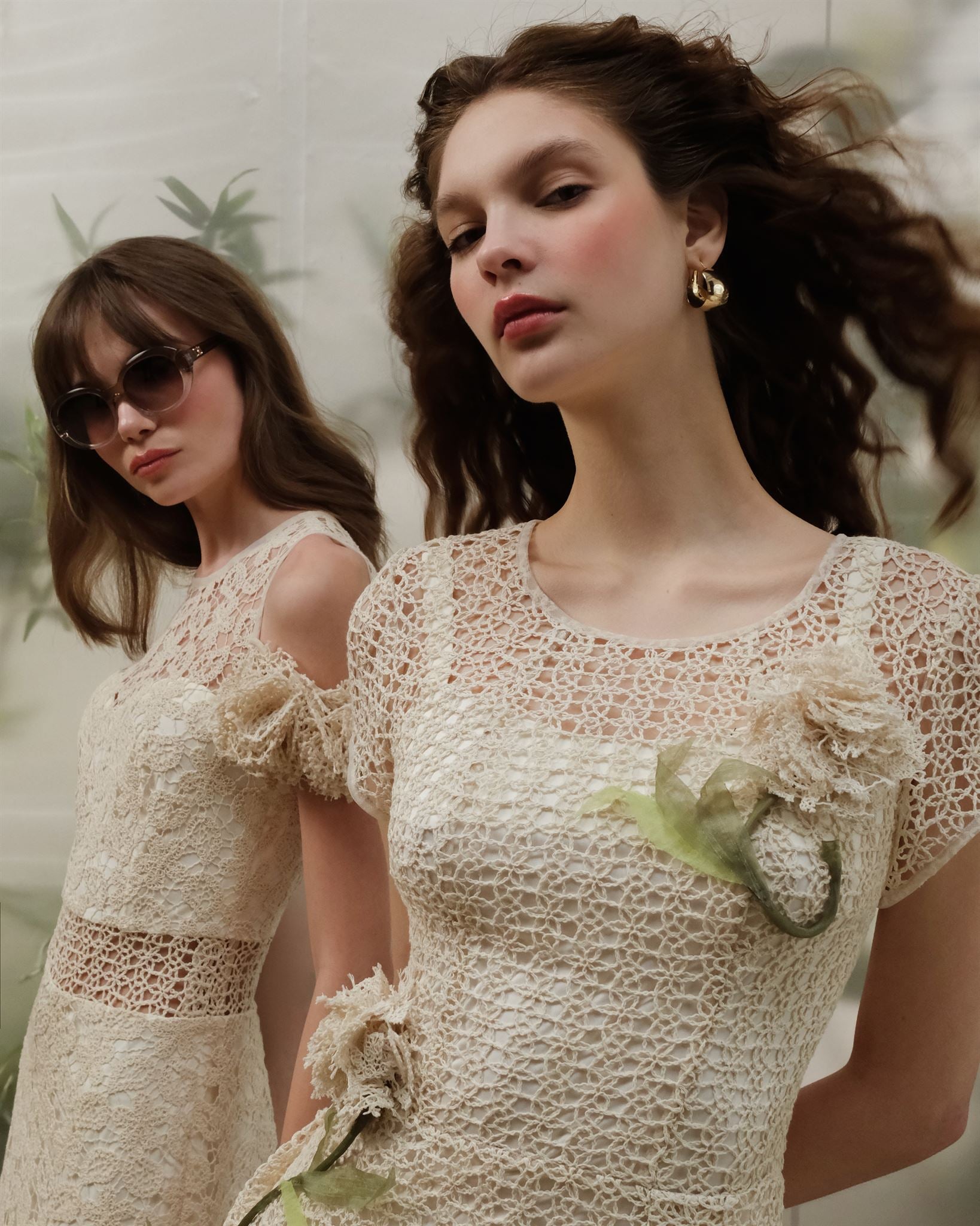 Ivory floral lace maxi dress