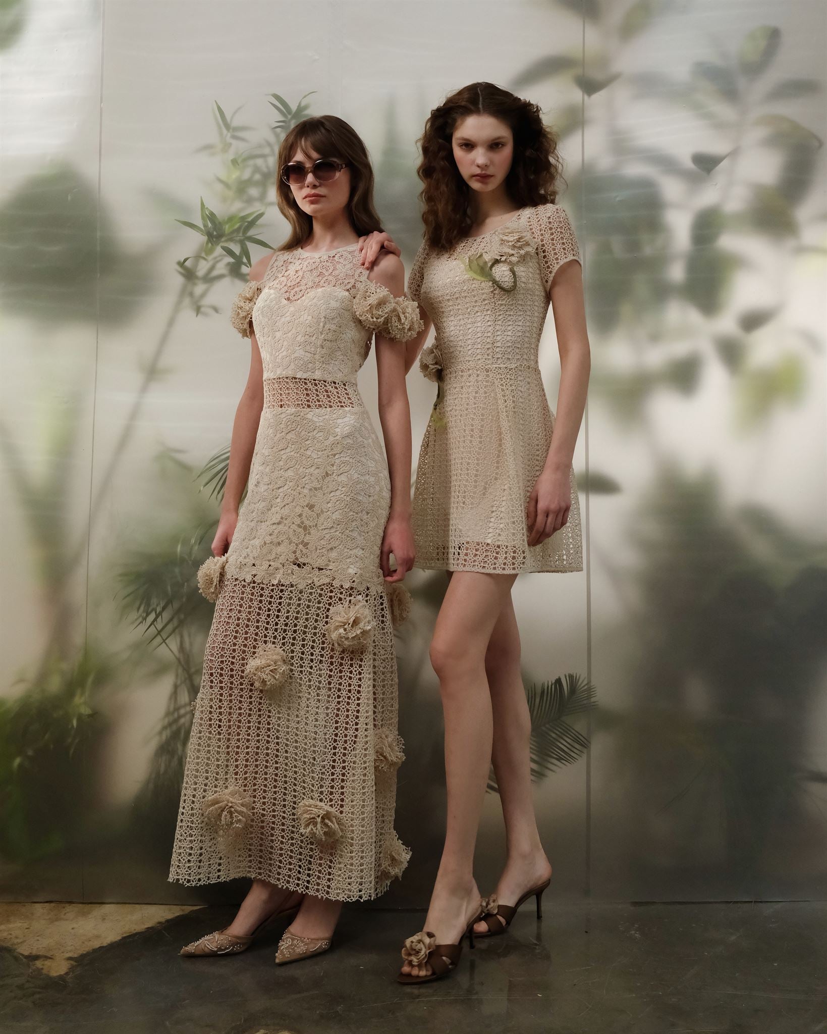 Ivory floral lace maxi dress