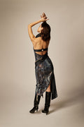 Black zip-detail open-back midi - 5