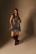 Printed leather A-line mini dress - 2