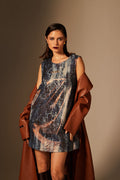 Printed leather A-line mini dress - 3