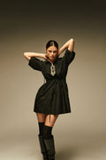 Black hooded utility mini dress - 5