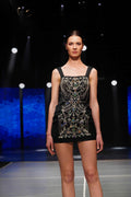 Black jewelry-embellished mini dress - 2
