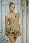 One-shoulder rose pleated mini - 4