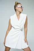 Tailored pleated lapel mini - 4