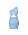 One-shoulder sequin cut-out mini - 2