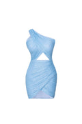 One-shoulder sequin cut-out mini - 1