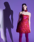 Embroidered cut-out A-line mini - 2