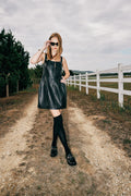 Leather zip-front mini dress - 1