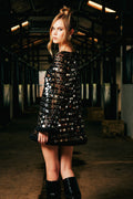 Metallic sequin bell-sleeve mini - 3