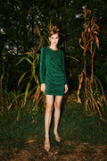 Sequin draped long-sleeve mini - 1