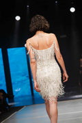 Feathered embellished strapless mini - 3