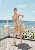 Floral embroidered blue-waist corset mini - 2