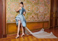 Blue pleated tulle-train dress - 1