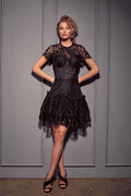 Black lace corset ruffle mini - 2