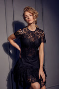 Black lace corset ruffle mini - 1