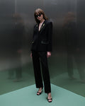 Black floral-embroidered trouser suit - 1