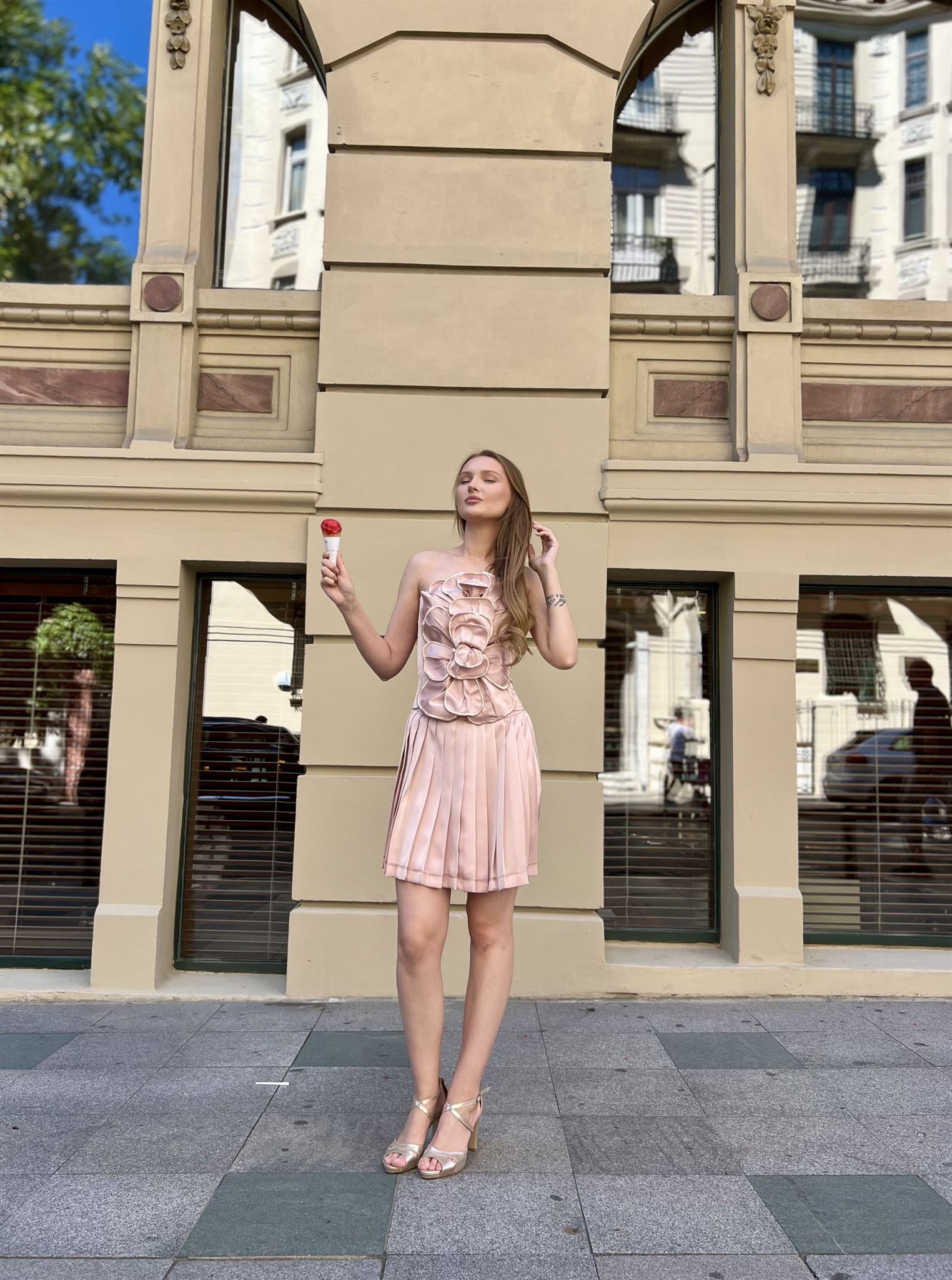 Pink Magic Flower top and skirt set