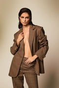 Brown checked blazer and trouser set - 2