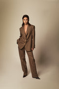 Brown checked blazer and trouser set - 5
