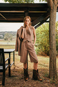 Brown blazer waistcoat shorts set - 4