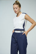 Pinstripe blazer denim trouser set - 4