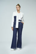 Pinstripe blazer denim trouser set - 1