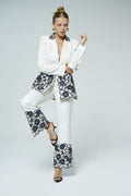 White pinstripe floral-embroidered suit - 4
