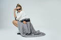 Lace-trim jacket, top and maxi skirt set - 4