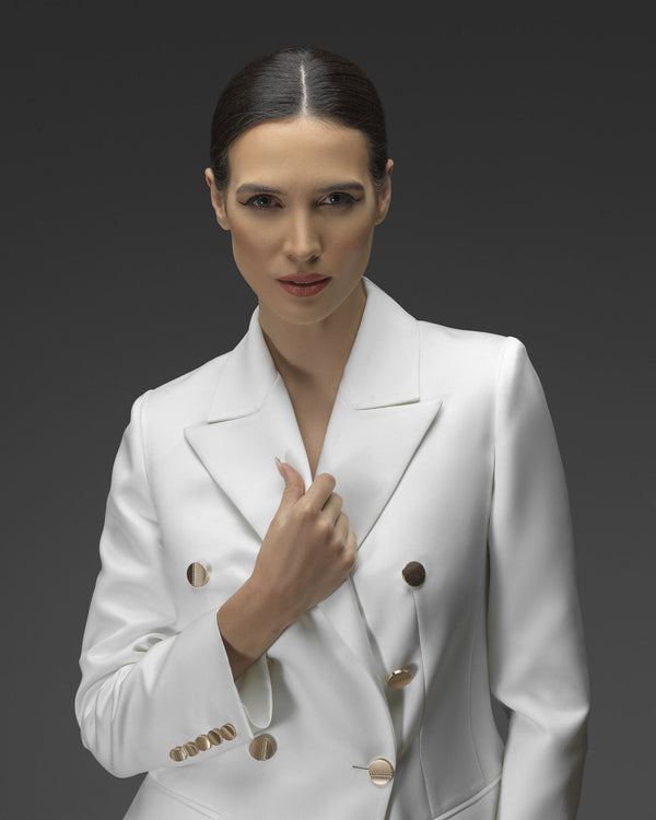 Ivory double-breasted suit