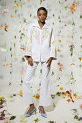 White embroidered jacket and trouser set - 2