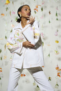 White embroidered jacket and trouser set - 3