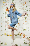Light blue floral jacket and Bermuda short set - 3