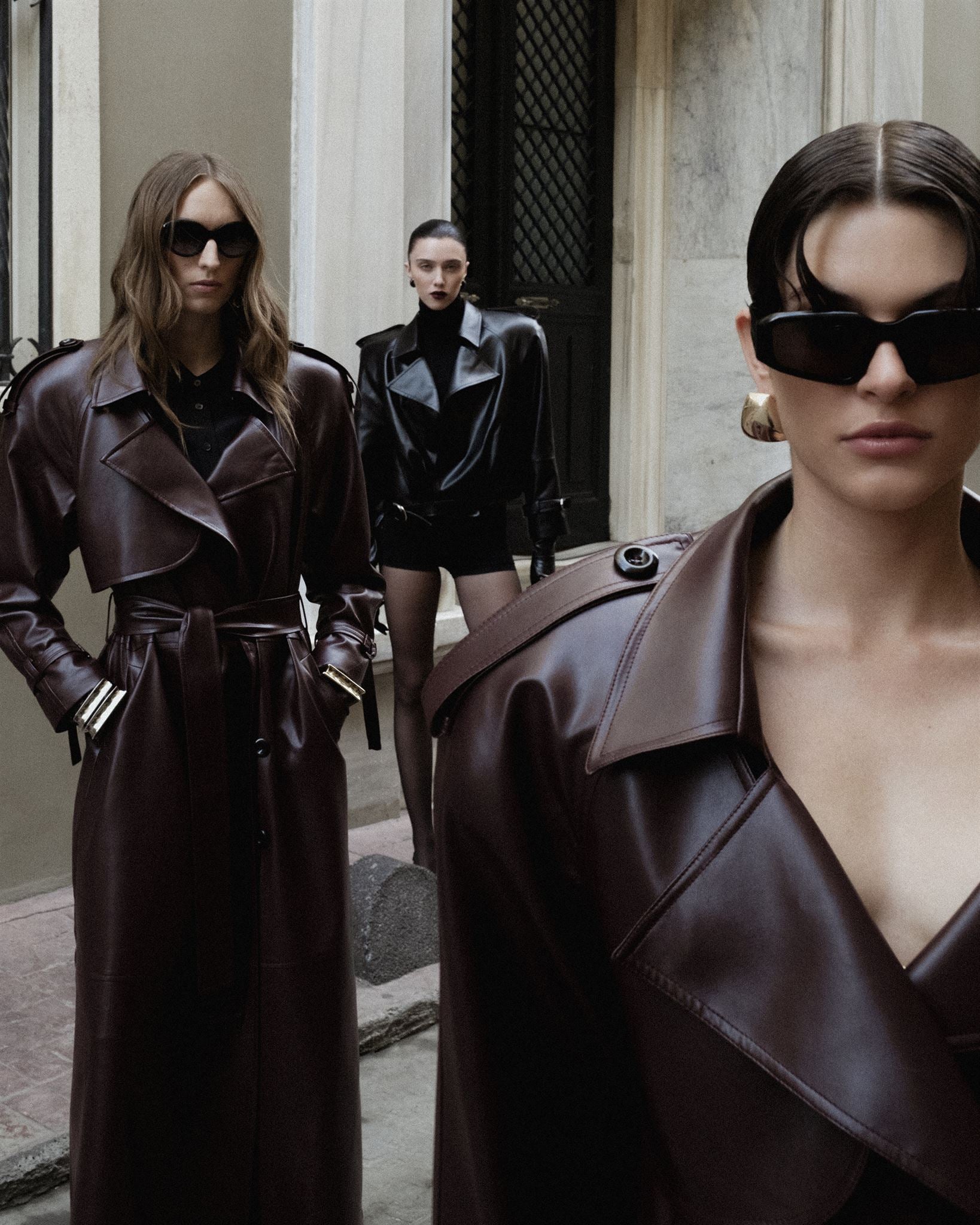 Long Leather Trench Coat