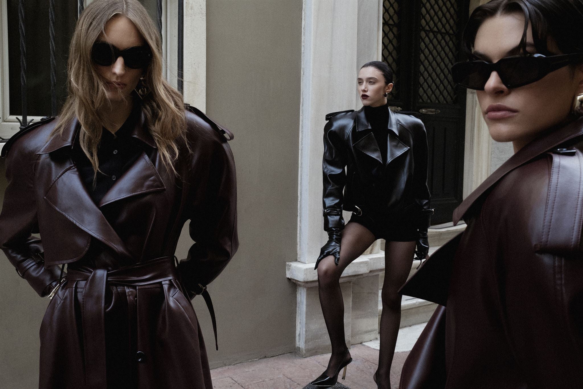 Long Leather Trench Coat
