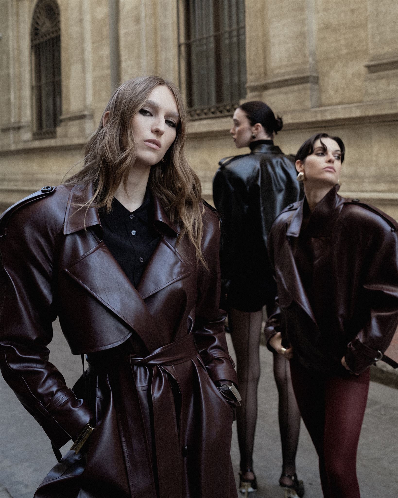 Long Leather Trench Coat