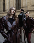 Long Leather Trench Coat - 7