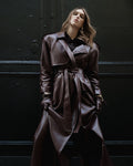 Long Leather Trench Coat - 1