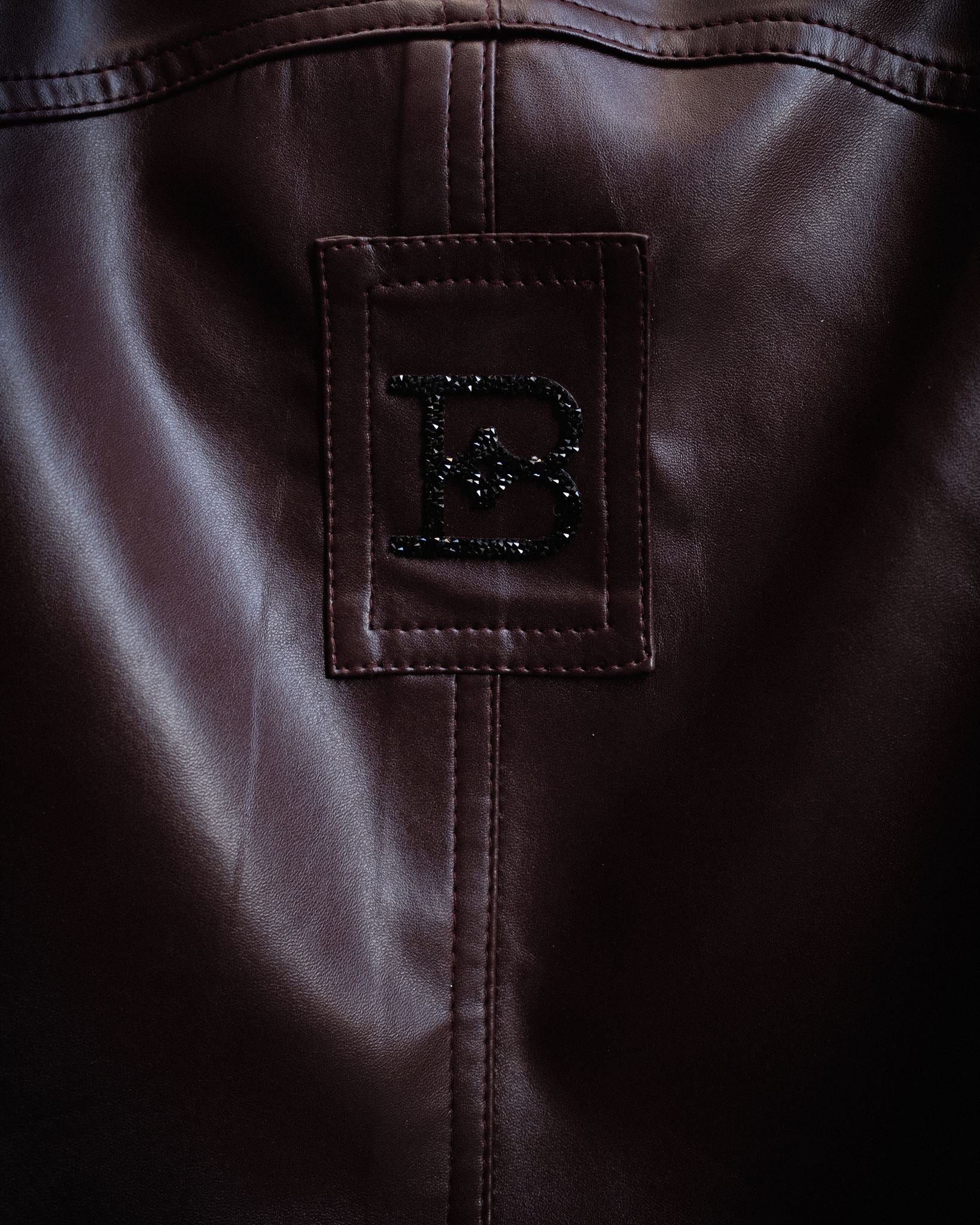 Cropped Burgundy Leather Trench Jacket