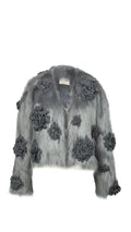 Grey Floral Fur Jacket - 1