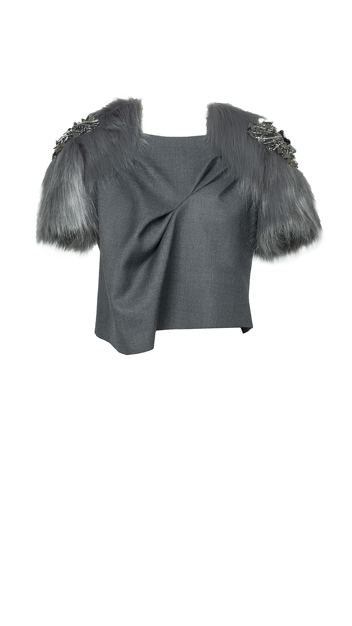 Corset bow pleated-panel gown