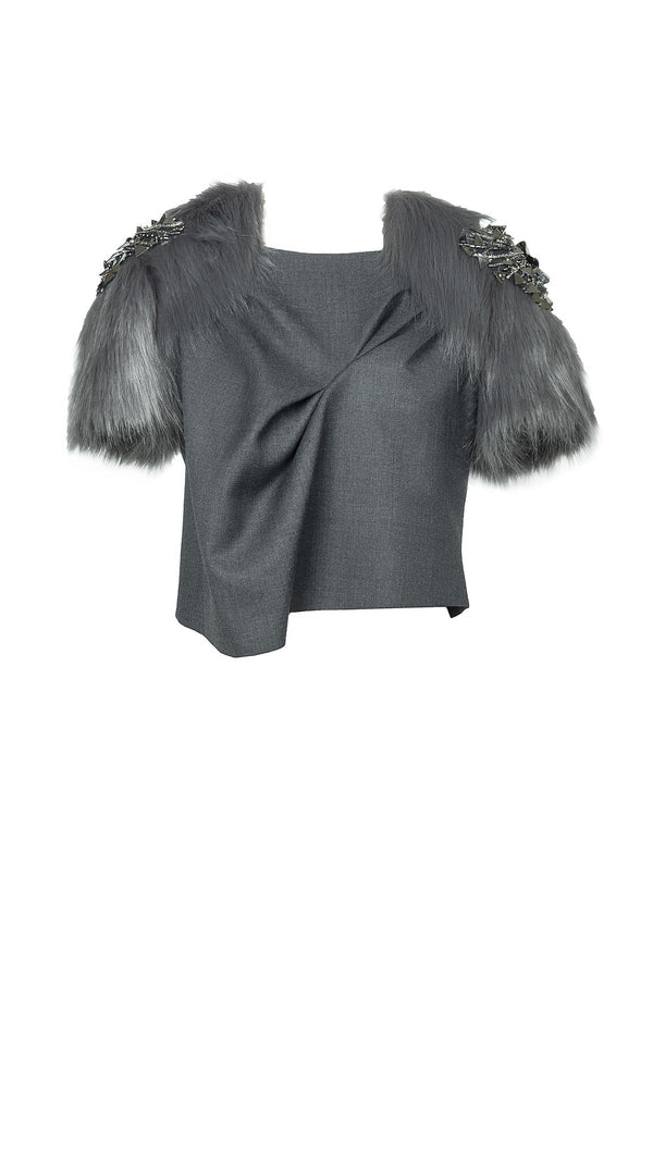Corset bow pleated-panel gown